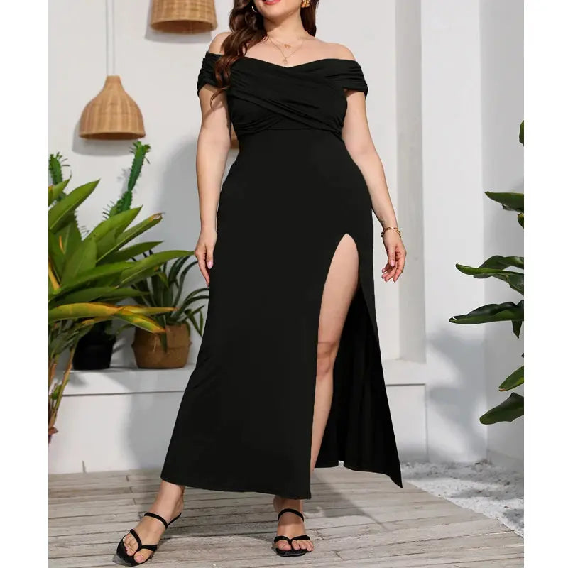 Short Sleeve Off Shoulder Plus Size Evening Dress eprolo