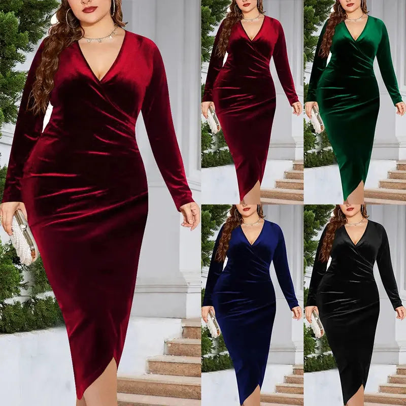 Long sleeve plus size evening dress Angelassensations