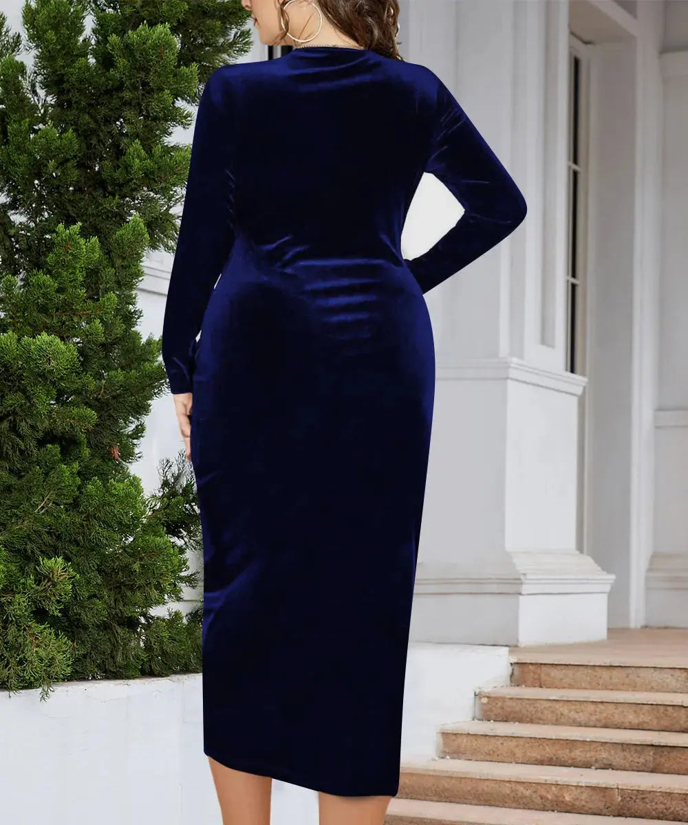 Long sleeve plus size evening dress Angelassensations