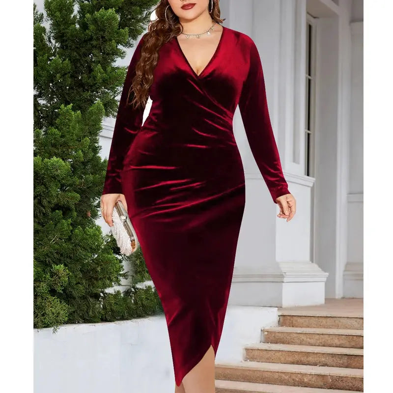 Long sleeve plus size evening dress Angelassensations