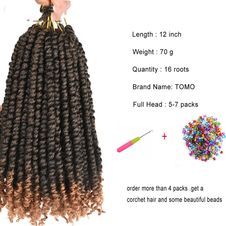 TOMO Pre-twisted Passion Twist Crochet African Dirty Braids Crochet Hair Angelassensation