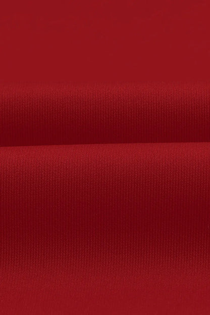 Red Long Sleeve Front Knot Plus size Midi Dress-10