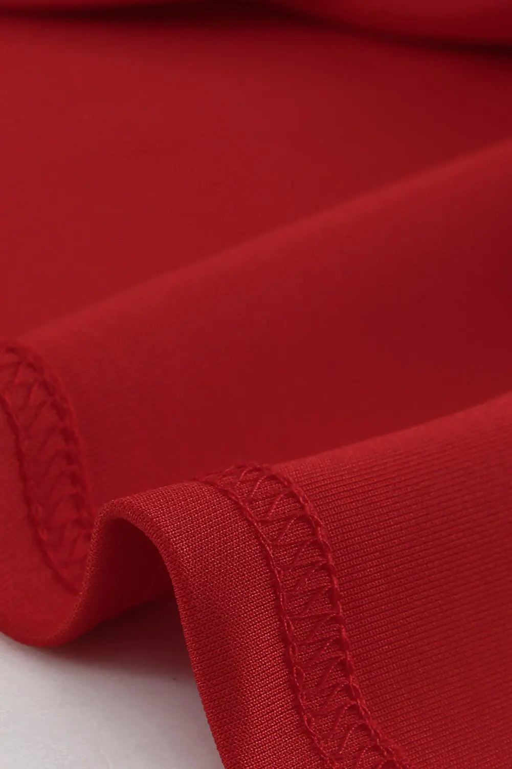 Red Long Sleeve Front Knot Plus size Midi Dress-11